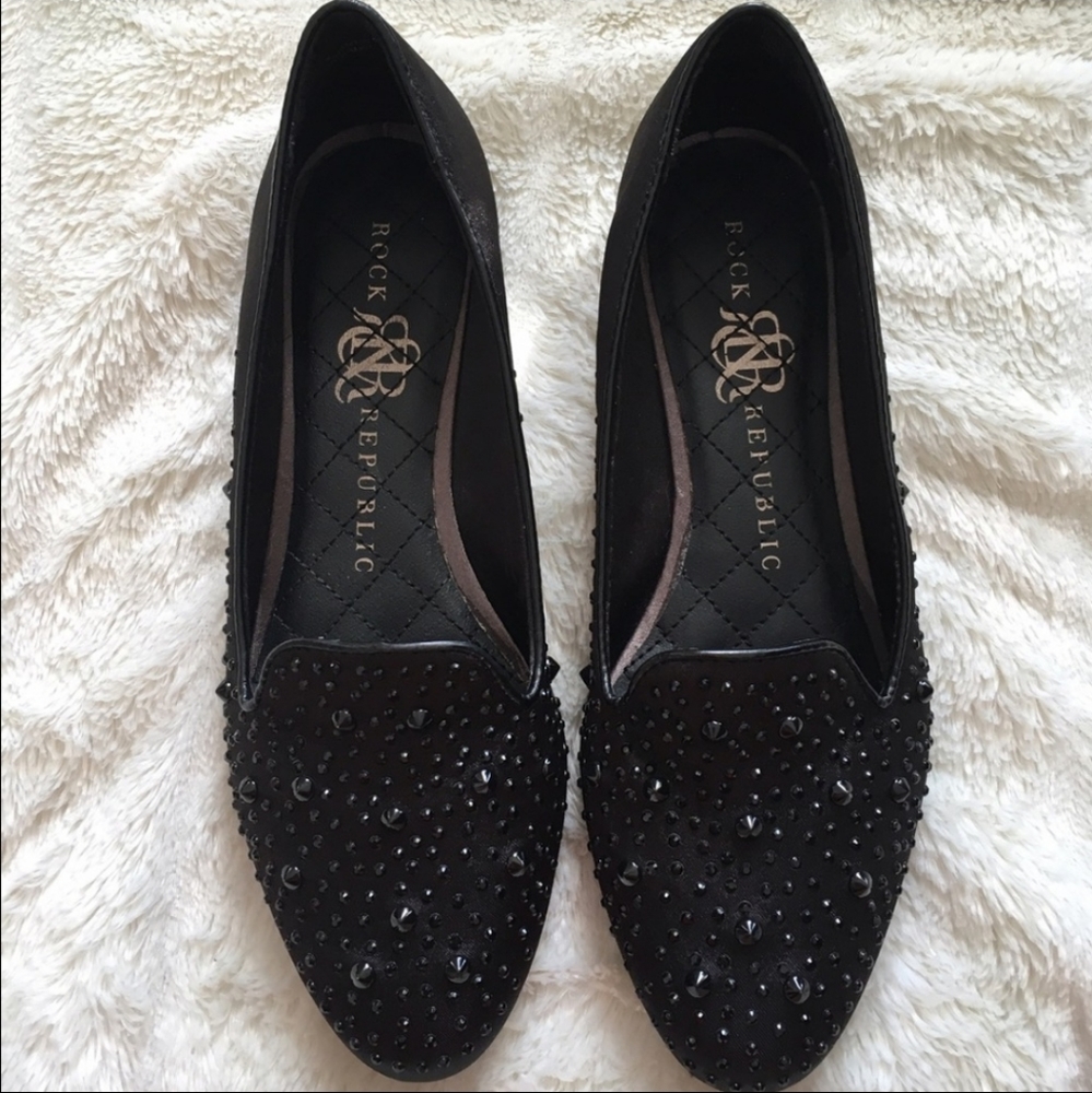 Rock & Republic Black Studded Flats